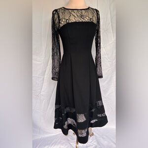 Aidan Mattox Dress Size 0 Black Lace Long Sleeved NWT